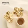 Vintage Metal Pleated Leaf Stud Earrings For Women Exaggerated Gold Irregular Petal Piercing Earring Party Ear Accessories