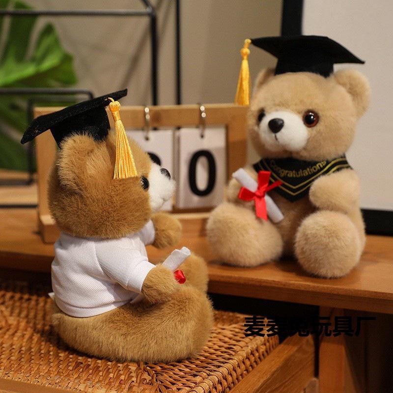 Graduation Bear Doll Doctor Hat Bachelor'S Uniform Teddy Bear Plush Toy Bachelor'S Graduation Commemorative Gift Can Be Added Logo