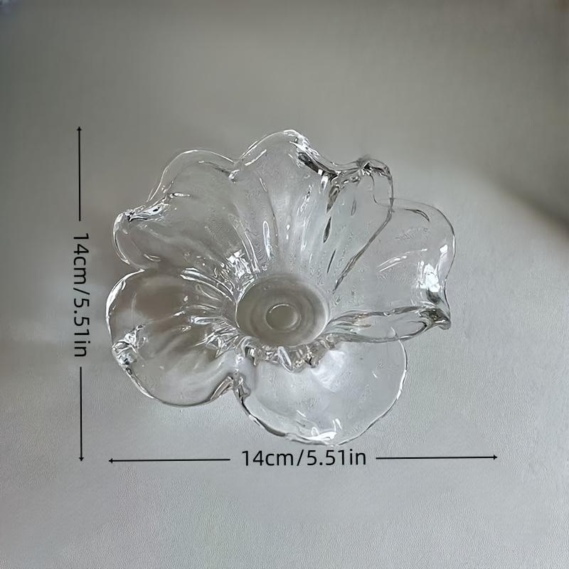 

Elegant Glass Flower shaped Candle Holder Tabletop Decor Handmade Floral Decor Elegant Glass Candle Holder Decor Holiday Gift