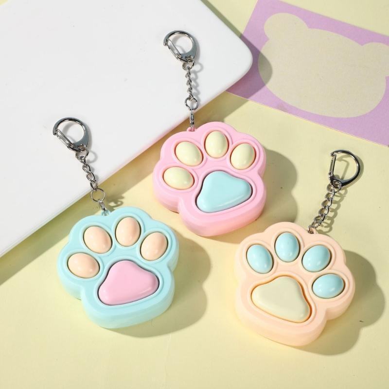 Interactive Cat Paw Keychain Press Toy for Stress Relief Keyring Office Travel Sturdy Plastic Accessory Gift