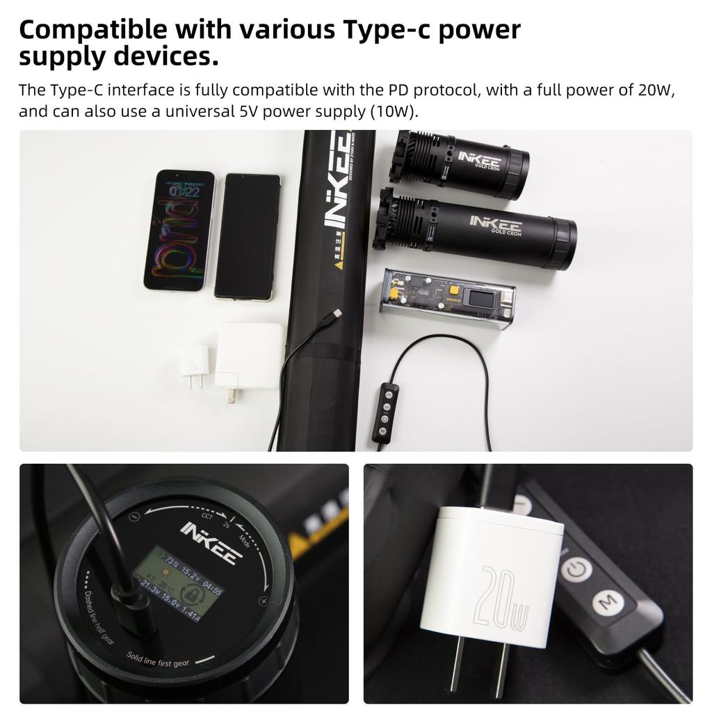 GC20 LED Fotografické Video Světlo 2M Napájecí Kabel Nafukovací Míč Přenosné Fotografické Osvětlení 20W Ruční Světlo Pevné Stmívací Lišta CRI Lehké