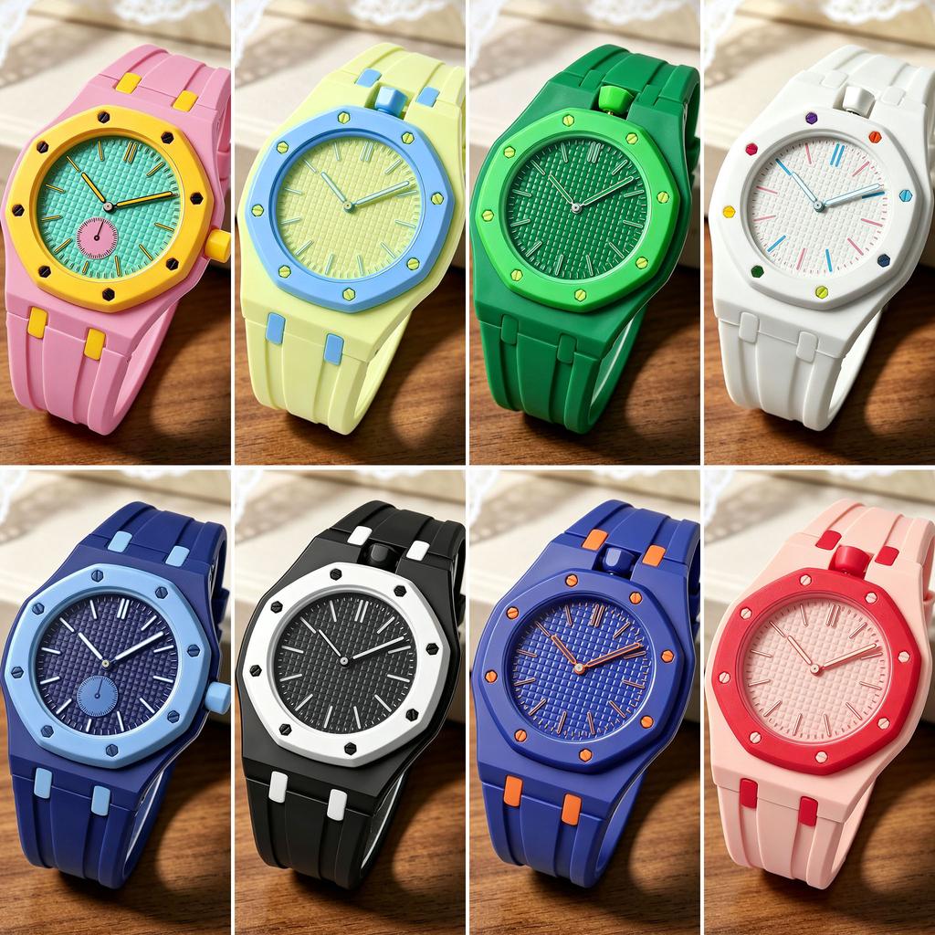 Orologio al Quarzo Unisex con Cinturino Colorato in Silicone per Donna Uomo Moda da Polso