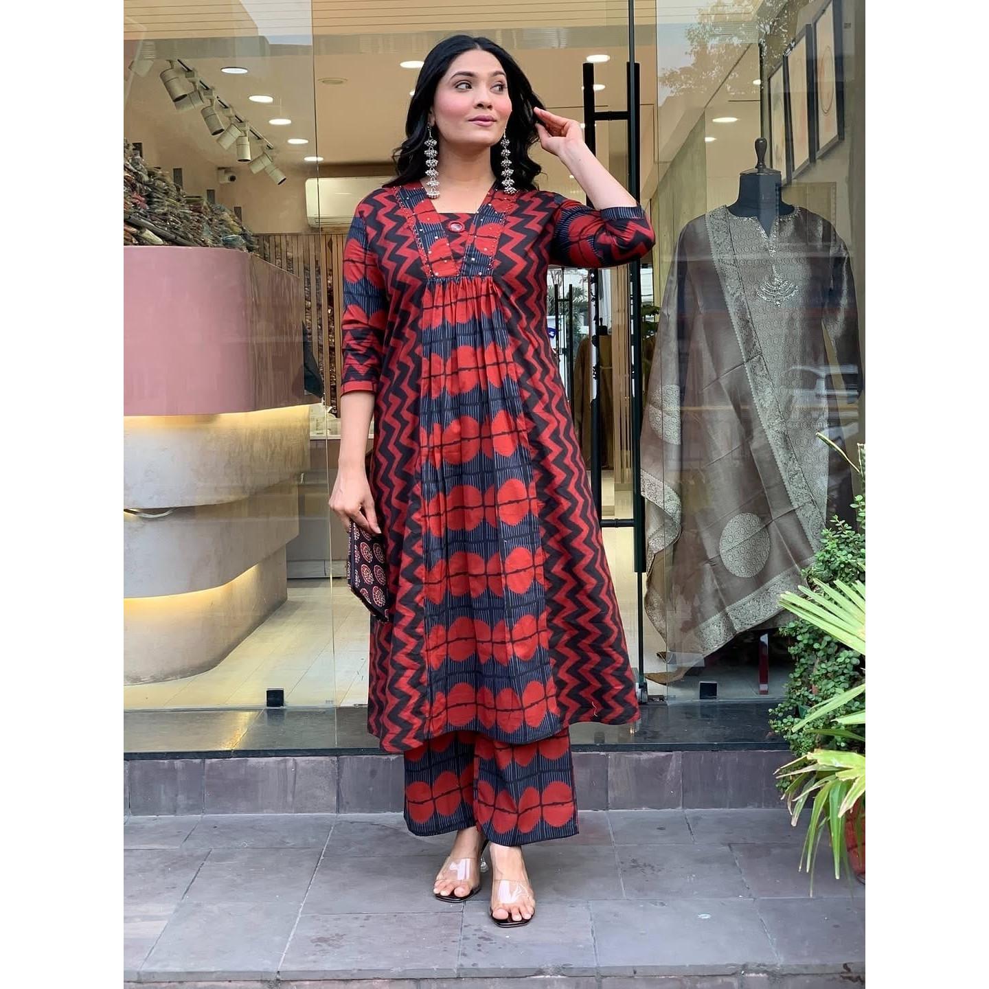 Bollywood Pakistani Cotton Kurti Palazzo Set Women Office Wear Ethnic Kurta Set L-40