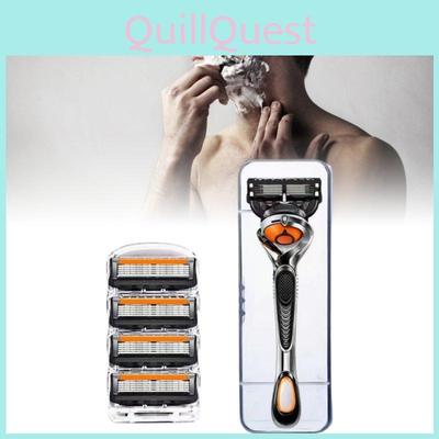 Innovative Five Blade Shaving Razor For Gentlemen With Stylish Orange And Black Color Scheme