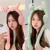 Winter Warm Furry Earmuffs Rabbit/Dinosaur Cosplay Ear Warmers with Moving Jumping Ears Outdoor Cold Weather