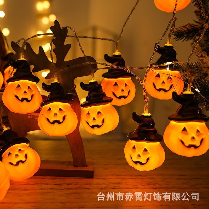 LED Halloween Pumpkin Lights String Ghost Festival Decoration String Lights Battery Lights Remote Control USB Models, Holiday Decoration Lights