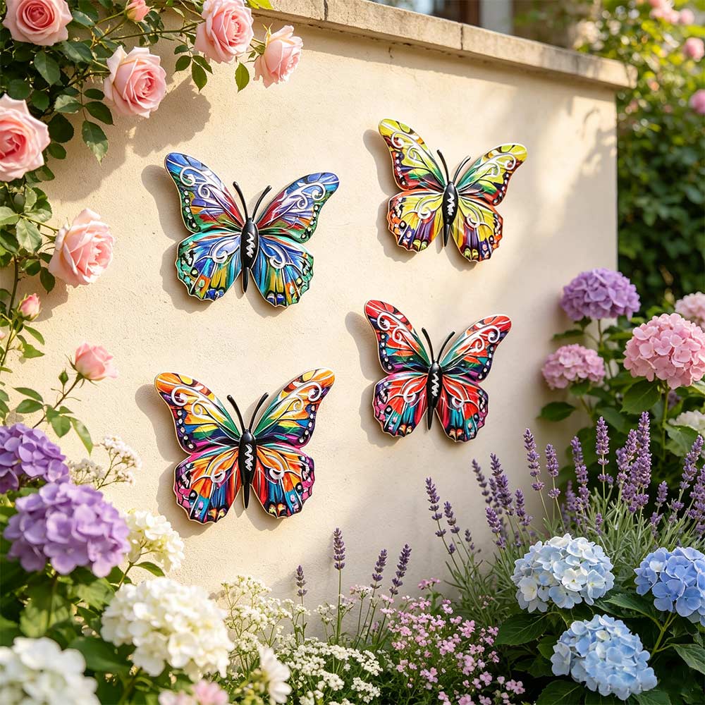 4 Pcs Metal Butterfly Wall Decor Multifunctional Hanging Decoration Butterfly Wall Hanging Balcony