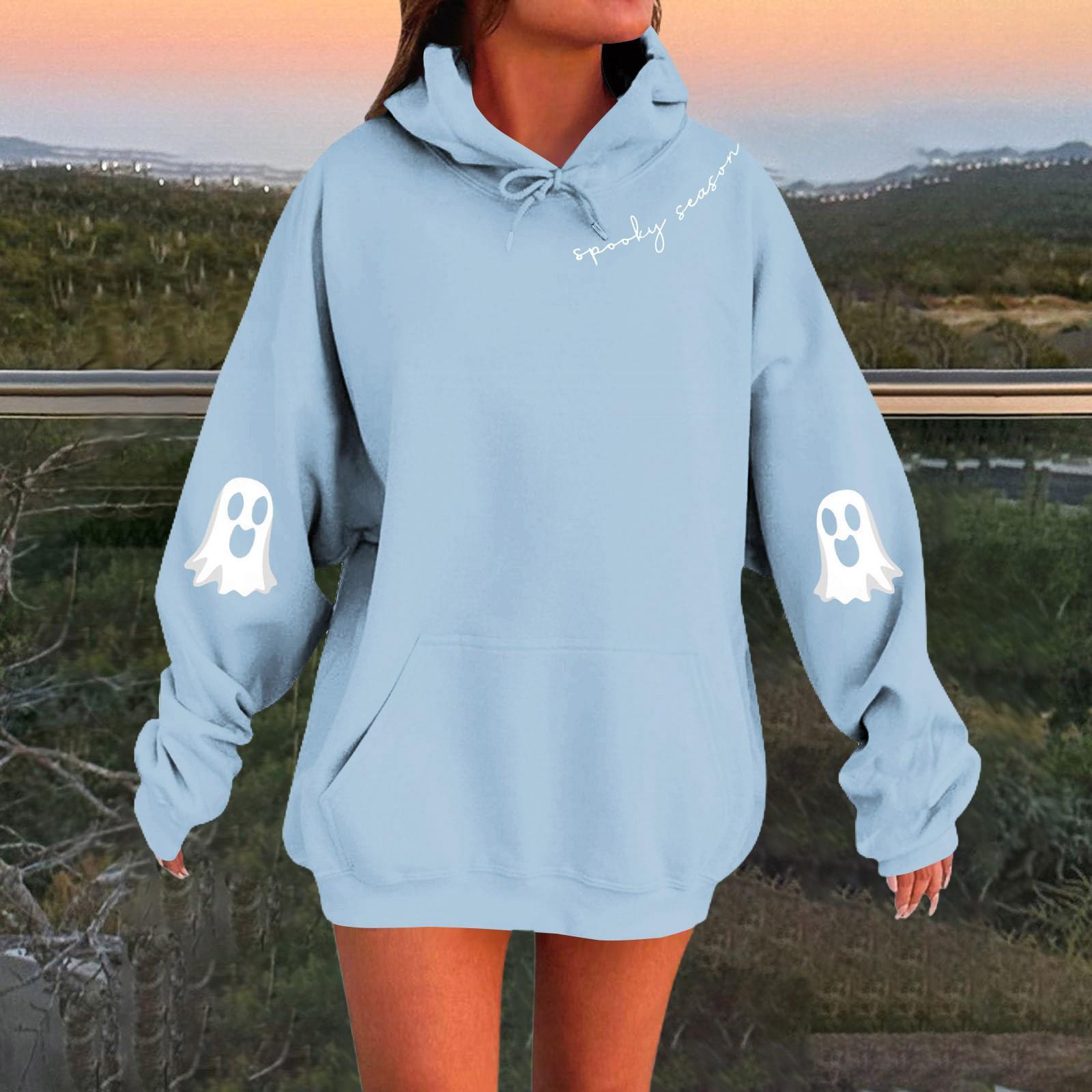 

Women s Color Long Sleeve Casual Halloween Print Pullover Hooded Sweatshirt M