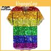 New Pride Fashion Summer Month Party Rainbow Print Mens Short Sleeve Casual Shirt Tops Street Trend Party Oversized Shirt S5xl