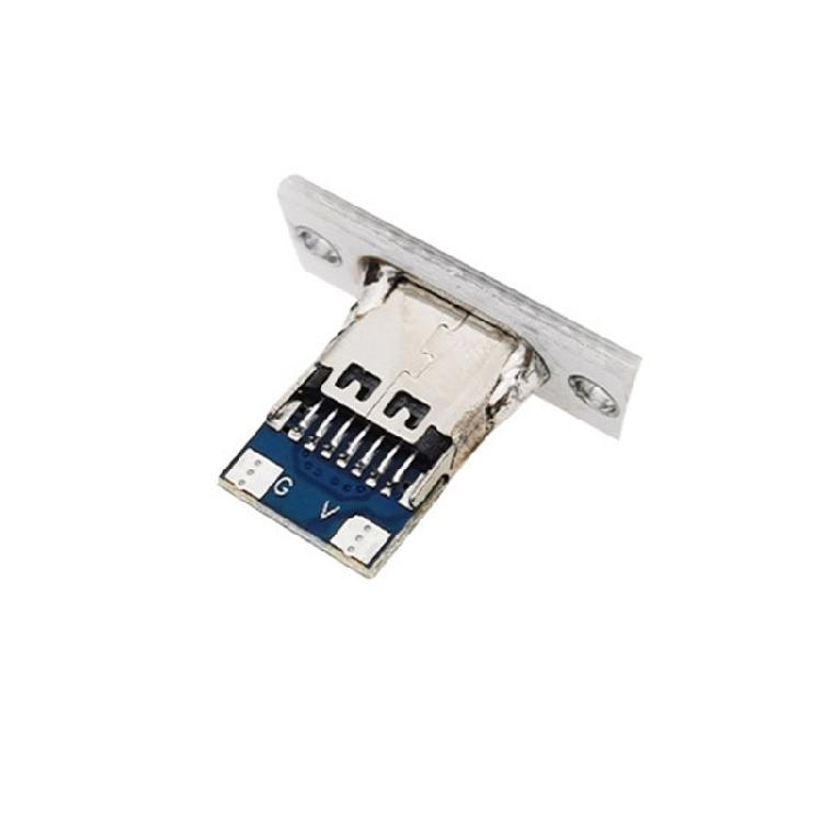 PCB USB C Female Port Connectors Module with Screw Plate for DIY Charging Port Repair and Prototypes Panel Installation Work