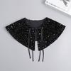 Decorative Sequins Quilted Cape False Collar for Stylish Ladies Elegant Ruffled Lace Shawl Wrap for Parties and Weddings