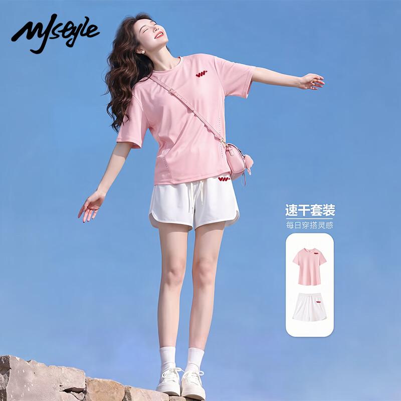 MJ Style Women s Quick-Dry Athletic T-Shirt  Shorts Set XL