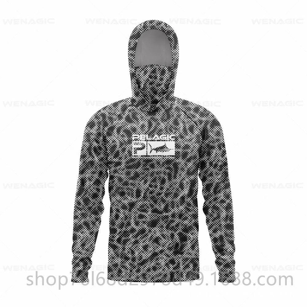 Ice silk fishing suit long-sleeved T-shirt hoodie quick-drying breathable sunscreen summer thin men