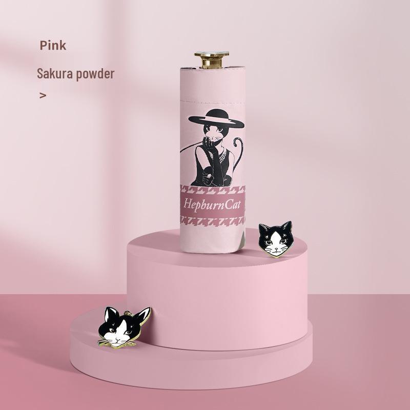 

Зонт складной Hepburn с защитой от УФ-лучей и дизайном с кошкой - Компактный для дождя или солнца