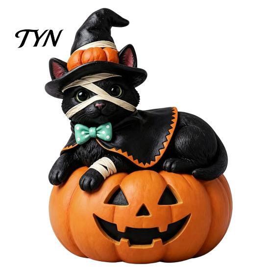Small Wood Ornament Vintage Halloween Wooden Figurine, Rustic Witch Zombie Cat Owl Frog Tabletop Decorative Figurine Ornament, Farmhouse Tiered