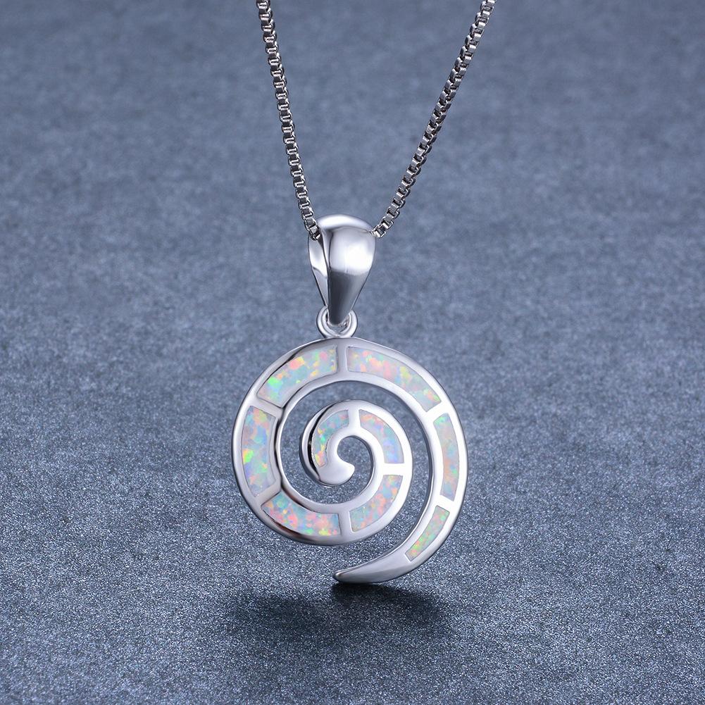

S Silver Necklace Natural Sterling Silver Blue Opal Necklace Women s Men s Conch Necklace Pendant Jewelry белый