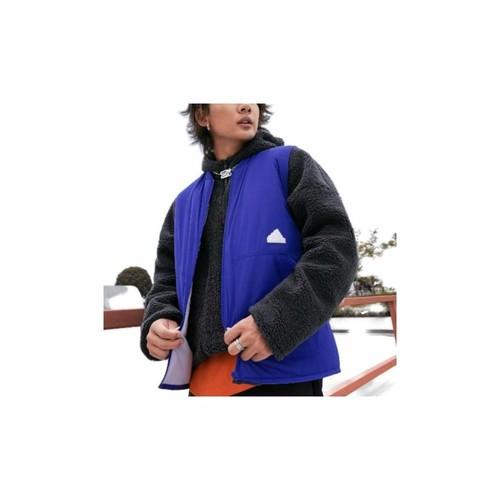 adidas Solid Color Logo Zipper Sleeveless Windbreaker Jacket for Men, Blue