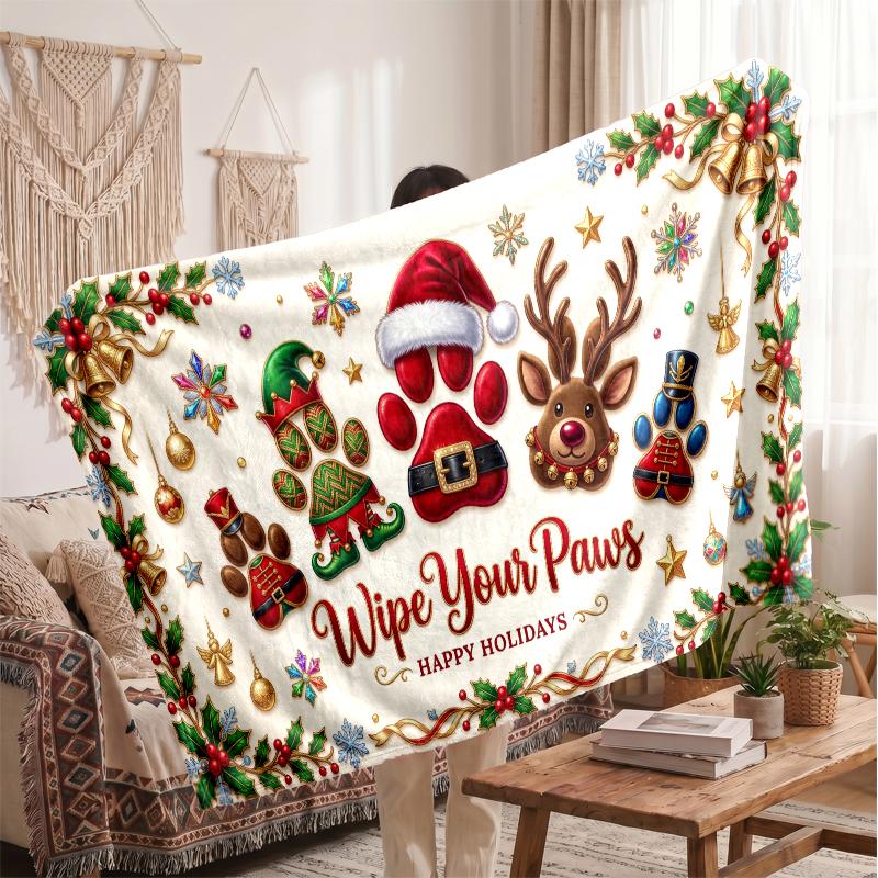 Christmas Flannel Throw Blanket Soft Warm Cozy For Sofa Bed Indoor Home Use Great Holiday Gift