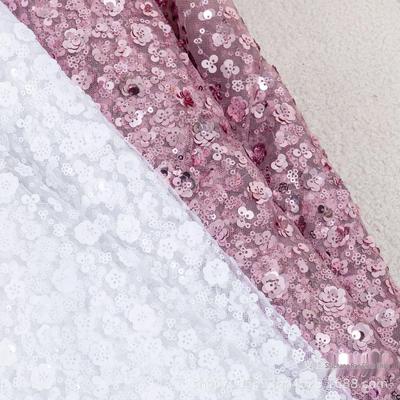 Hochdichter Pailletten-Blumen-Netzstickerei-Stoff für Damen-Hochzeitskleider, Abendkleider, Bühnenbekleidung, Taschen und Schuhe.