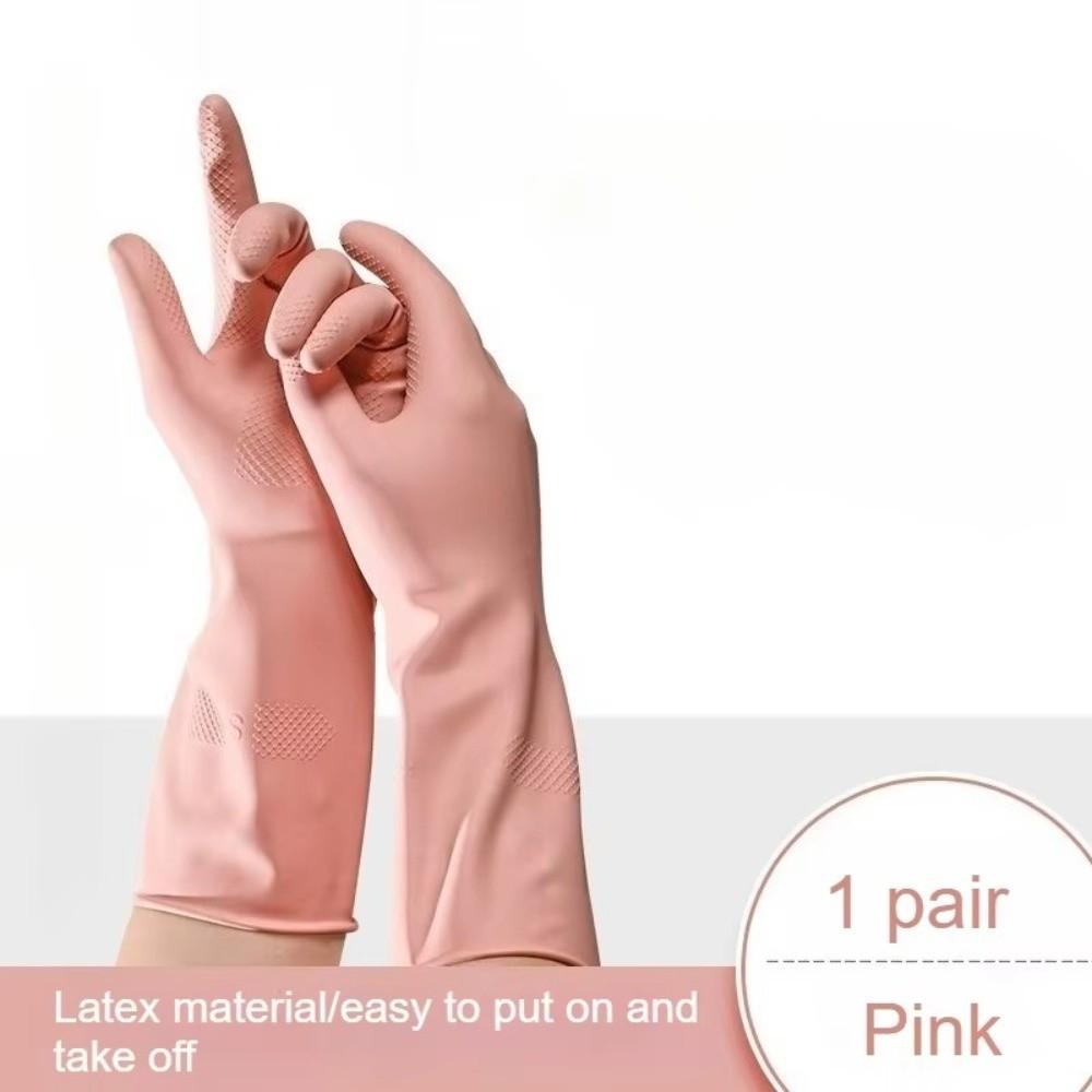 Non-slip Grip Rubber Glove with Cotton Liner Waterproof Gloves  For Kitchen Bathroom Cleaning