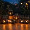 LED Mumlu Taşınabilir Dekoratif Lamba Fener, Pille Çalışan Titreyen Alevli Lamba, Çocuklar İçin Vintage Yatak Başı Gece Lambası, Asılabilir Fenerler,
