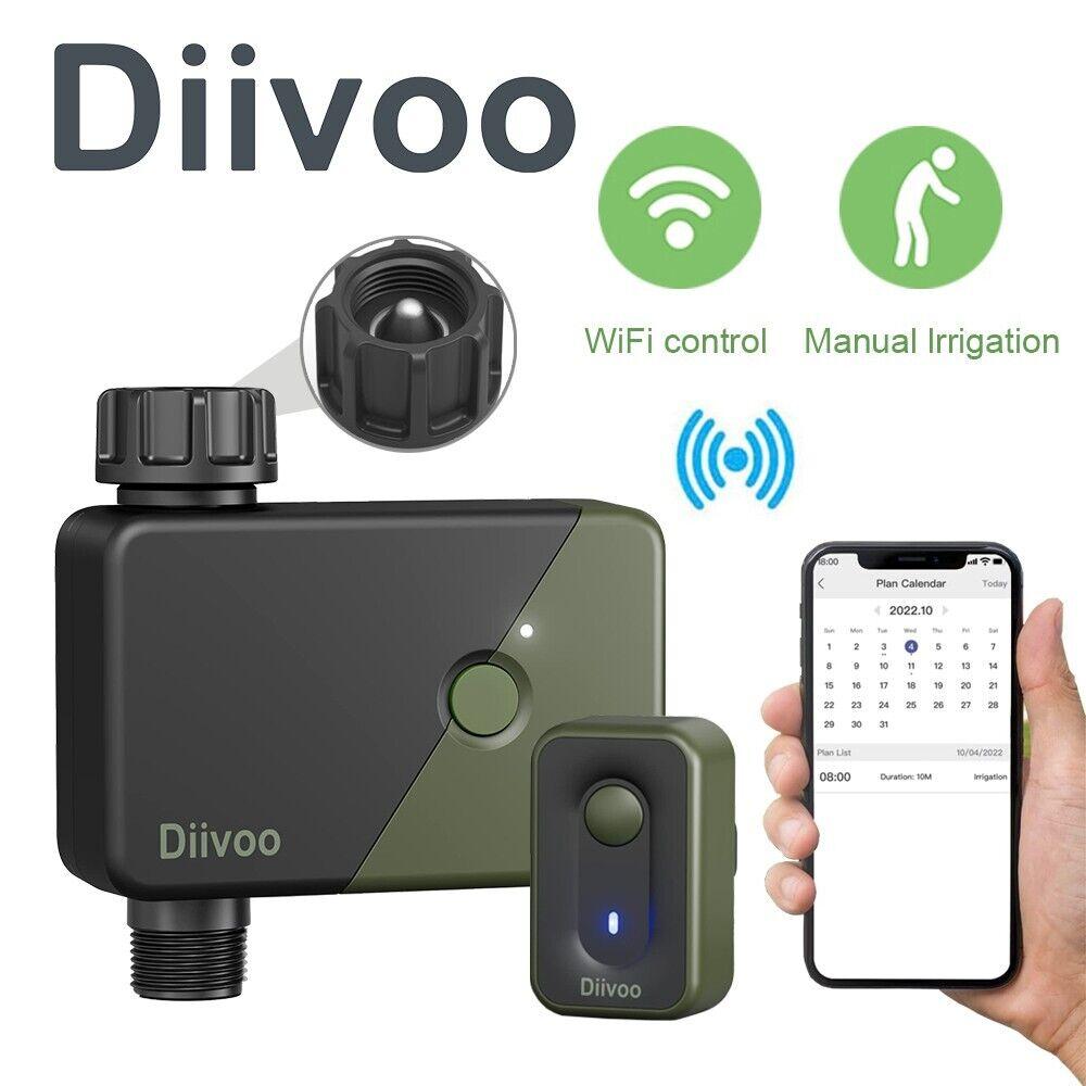 

Таймер спринклера Diivoo WiFi, автоматический таймер полива с Wi-Fi-концентратором, до 20 планов полива, совместимость с Alexa и Google