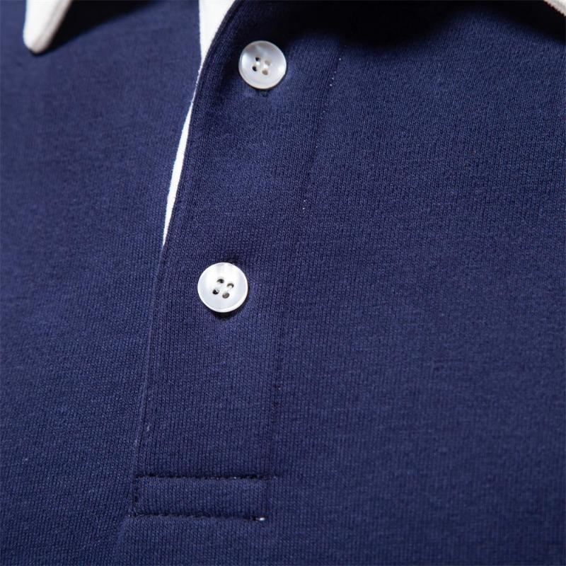 2024 New Autumn Winter Long-sleeved Polo Neck Hoodie Casual Sports Shirt Fashion Design Men's Cotton Top