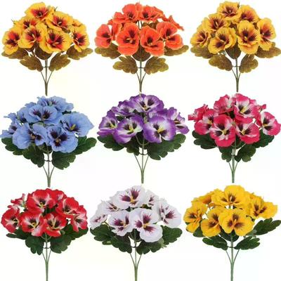 Silk Cloth Artificial Pansy Flowers DIY Phalaenopsis Simulated Rose Bouquet Soft Dyed Edged Flower Bouquet Photography Props