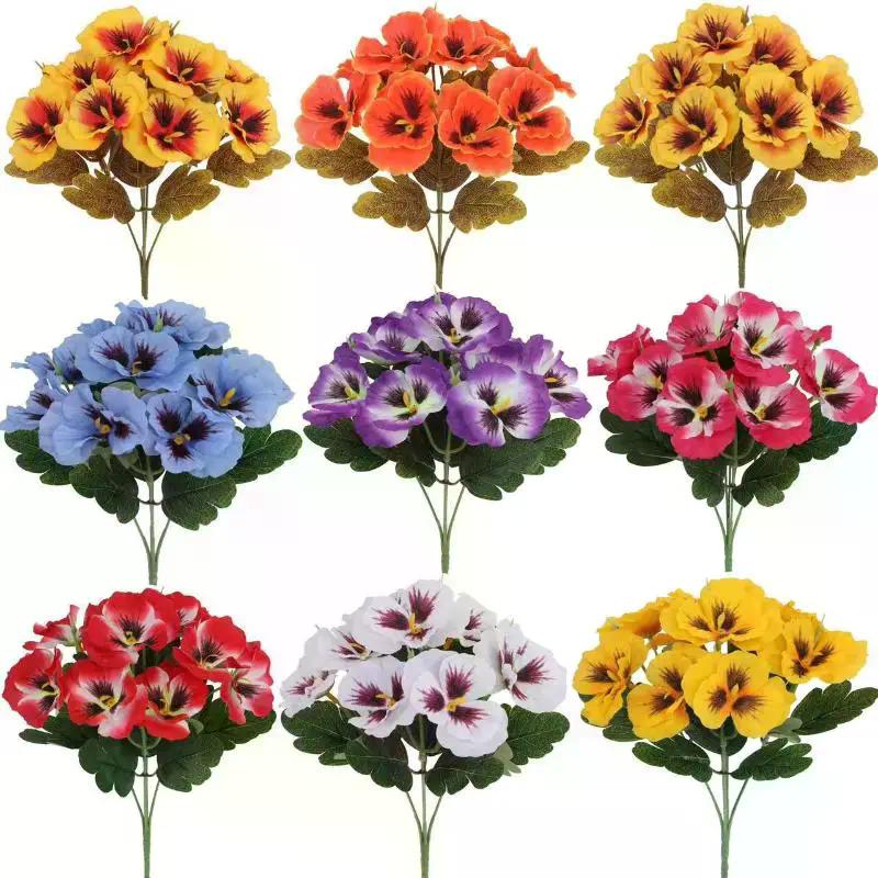 Silk Cloth Artificial Pansy Flowers DIY Phalaenopsis Simulated Rose Bouquet Soft Dyed Edged Flower Bouquet Photography Props