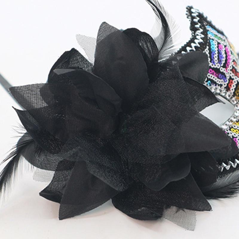 Elegant Side Flower Rhinestones Mask Breathable Face Mask Comfortable Wear Theatrical Use Costume Role Play Mask