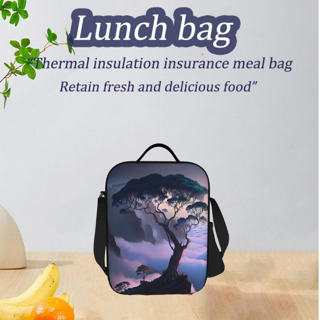 1pc White Cloud Tree Pattern, Portable Reusable Cooler Bag, Insulation Lunch Bag, Essential for Camping Picnic Beach,