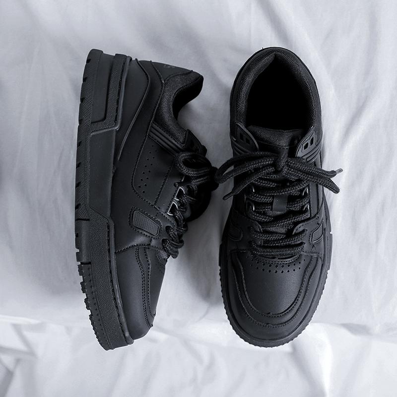 Youth Teenage Retro Leather Shoes Solid Color Men's Casual Sneakers Outdoor Male Skateboard Footwear Antiskid Man Treking Shoes