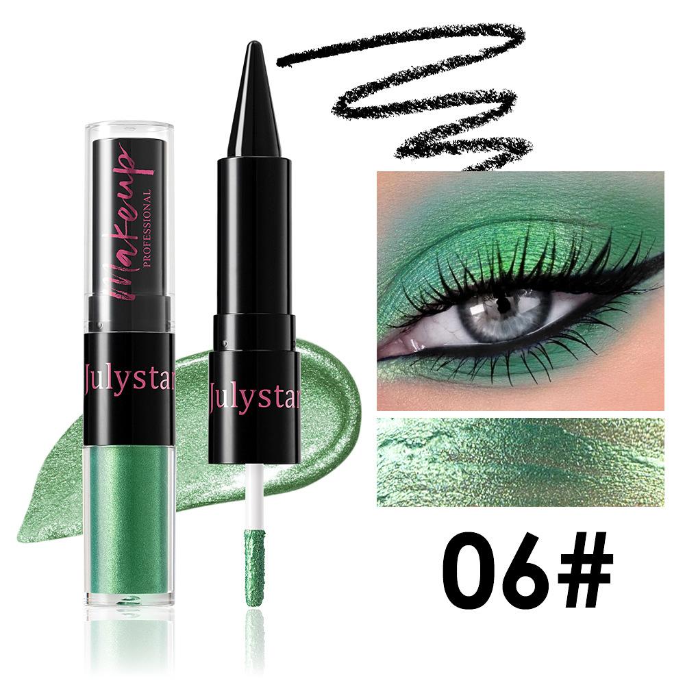 

Жидкие тени для век Julystar Pearl Fine Glitter Eyeshadow Liquid 2-in-1 Double Head Easy Color Cool Black Velvet Eyeliner Combination