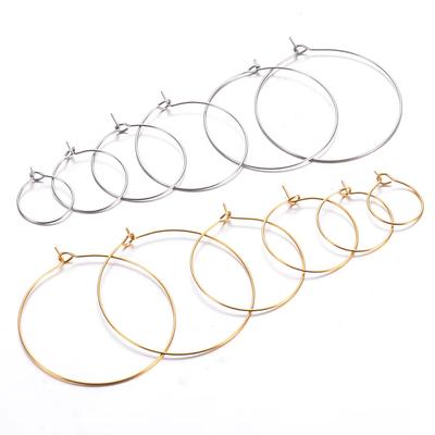 20pcs Stainless Steel Hypoallergenic Gold 15mm-40mm Round Circle Wire Earring Hoops Findings for DIY Earring Jewelry Making