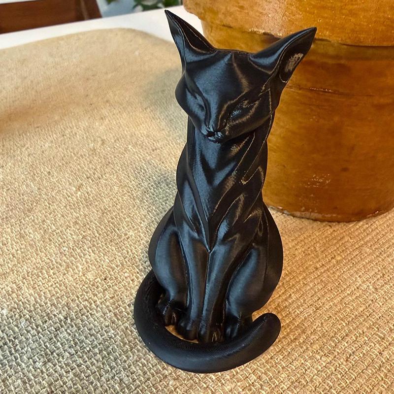 Elegante Escultura de Gato con Rayas Figura de Gato Decoración para el Hogar Interior/Exterior Encantadora Estatua de Gato Adorno para Escritorios Estanterías