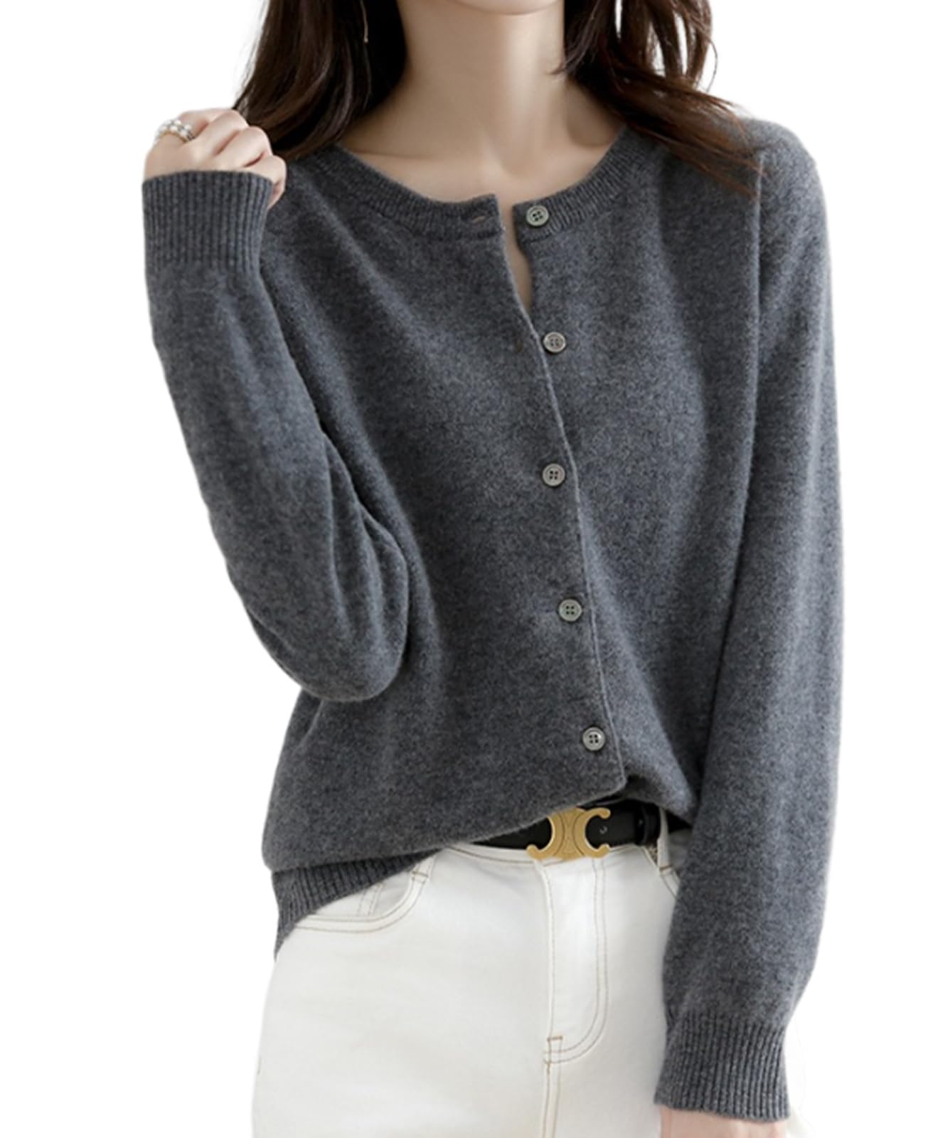 

Blanc Blanc Knit Long Simple Perfect for and Loose Knit Zipper Home Loose Sizes Women s Cardigan, Sleeve, Top, Stylish, Commuting, School, серый