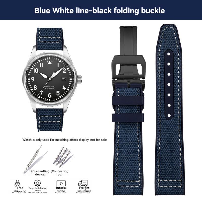 

Новий 20 мм 21 мм ремінець для годинника IWC з тканинним візерунком, основа з фторкаучуку (FKM), ремінець пілота IW389404, браслет, водонепроникний ремінець для чоловічих годинників 21mm