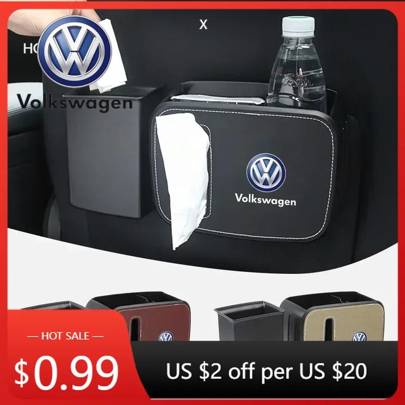 For VOLKSWAGEN VW 2025 For VW POLO Car interior High-quality car tissue box leather storage box For Volkswagen VW Tiguan Jetta P BHW1