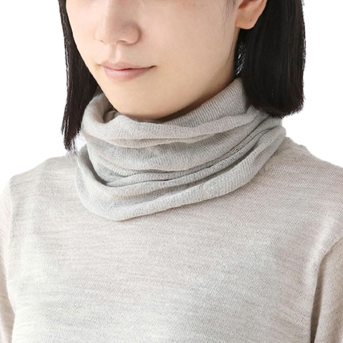 

Ultra Warm Silk Neck 53cm x 23cm [Kinuya] Warmer, Silver, Length