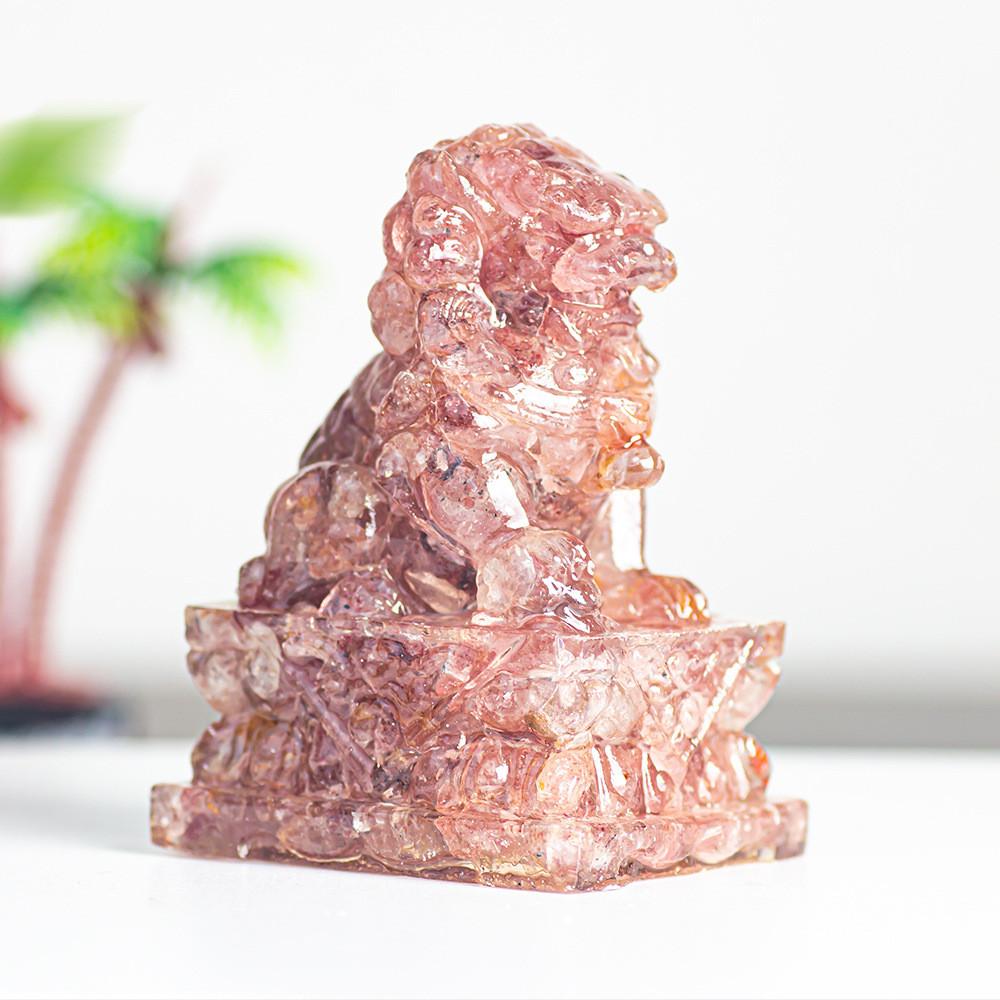Resin Filled Natural Quartz Lion Figurine With Elegant Home Decor Gift For Adults