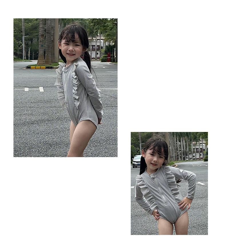 2025 Dívčí šedé jednodílné plavky s volánky: Módní letní plavky