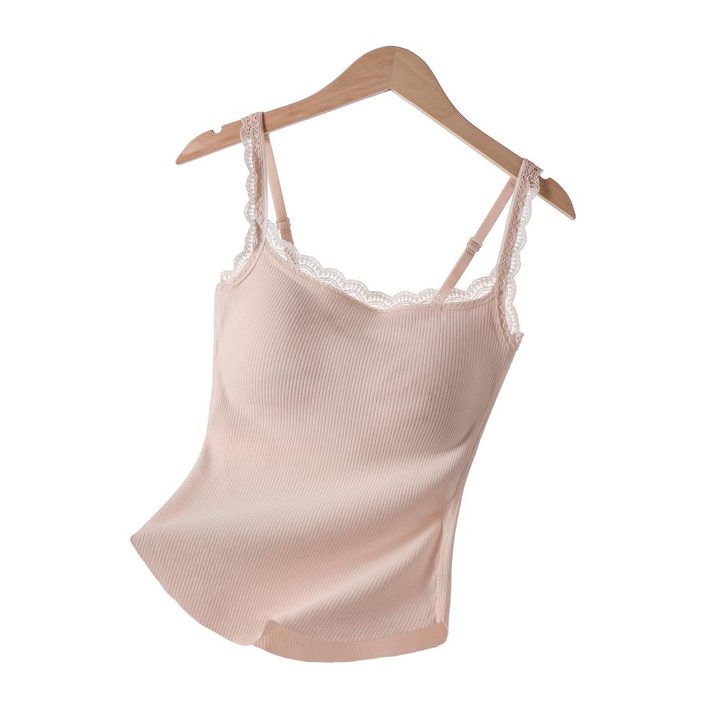 Women's Warm Camisole Tank with Chest Pad & Beautiful Back Bra – Comfortable Integrated Base Layer