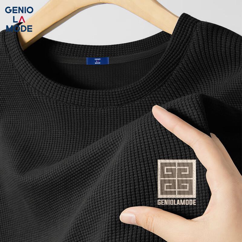 GENIOLAMODE Men s Heavy 220G Waffle Retro T-Shirt M