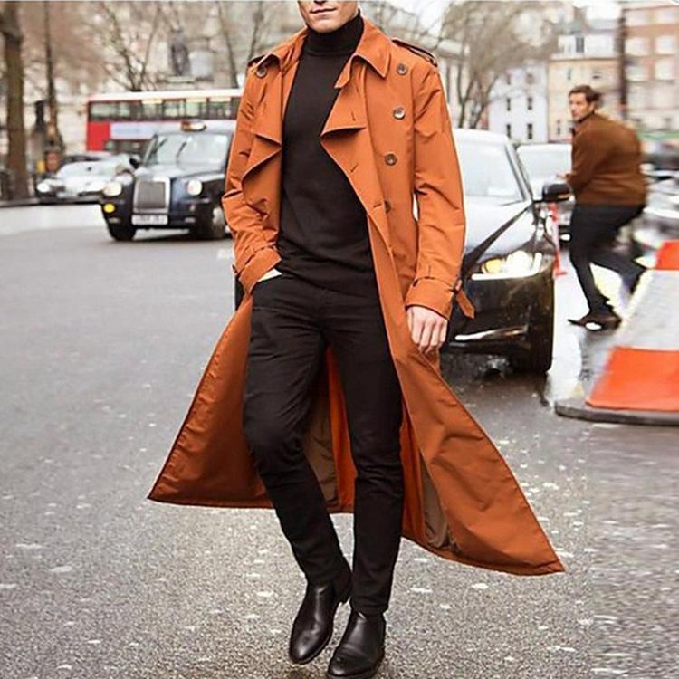 Spring and Autumn Men's Casual Solid Color Mid-length Windbreaker
