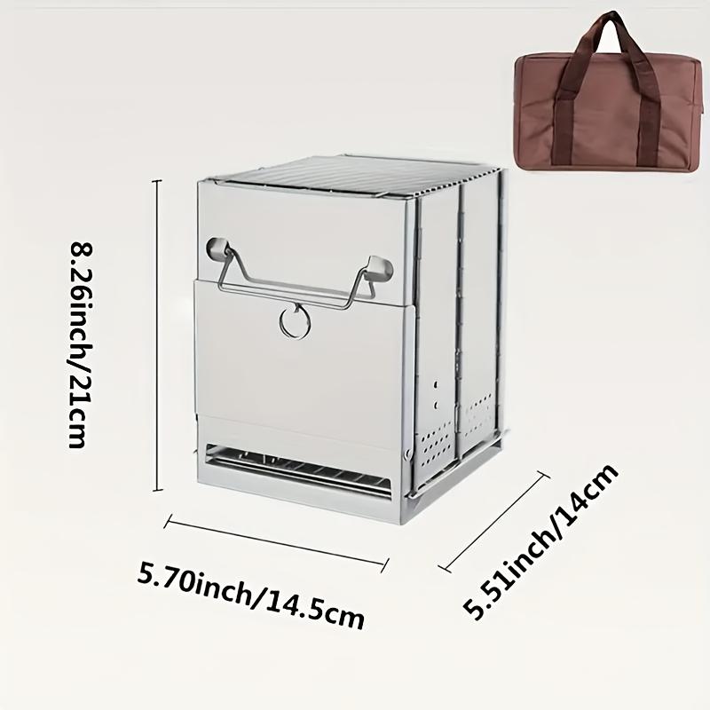 1pc Portable Outdoor Folding Wood Stove - Compact Stainless Steel BBQ Grill for Camping and Picnics