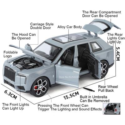 1:Modèle de voiture Cullinan Dawn à l'échelle 32 Jouet Métal Carrosserie Rétrofriction Son Lumière Portes Ouvertes Modèles Voitures de Sport Cadeaux pour Enfants