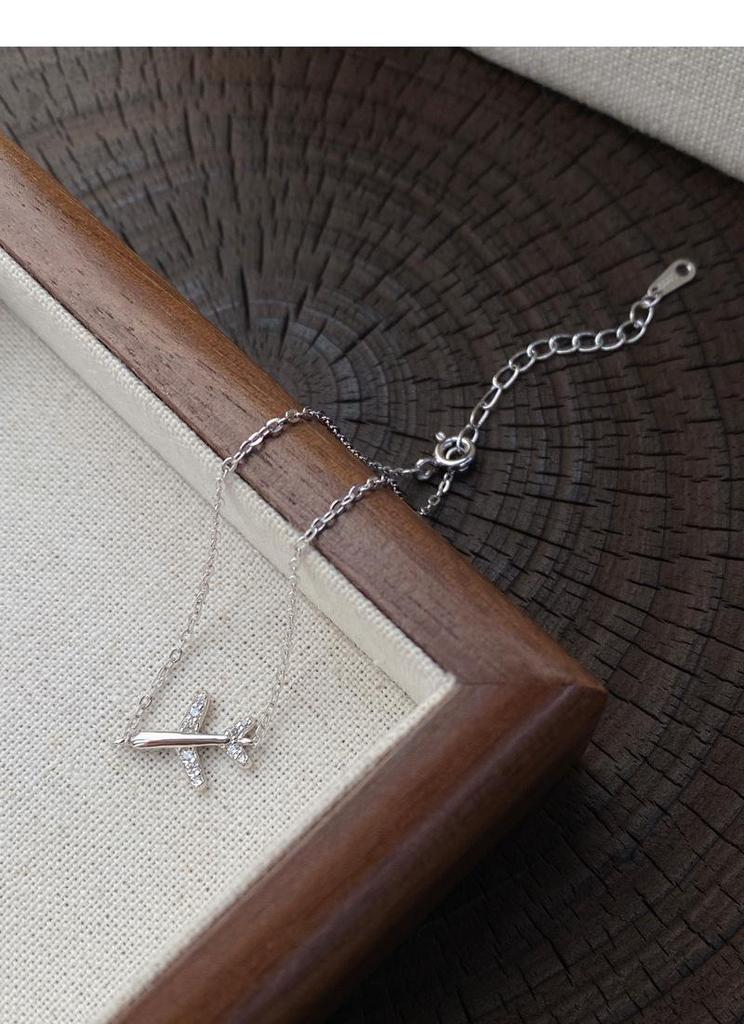 Sterling Silver Korean Style Airplane Bracelet for Women - Elegant, Versatile Design, Instagram-Inspired Luxury Wrist Jewelry