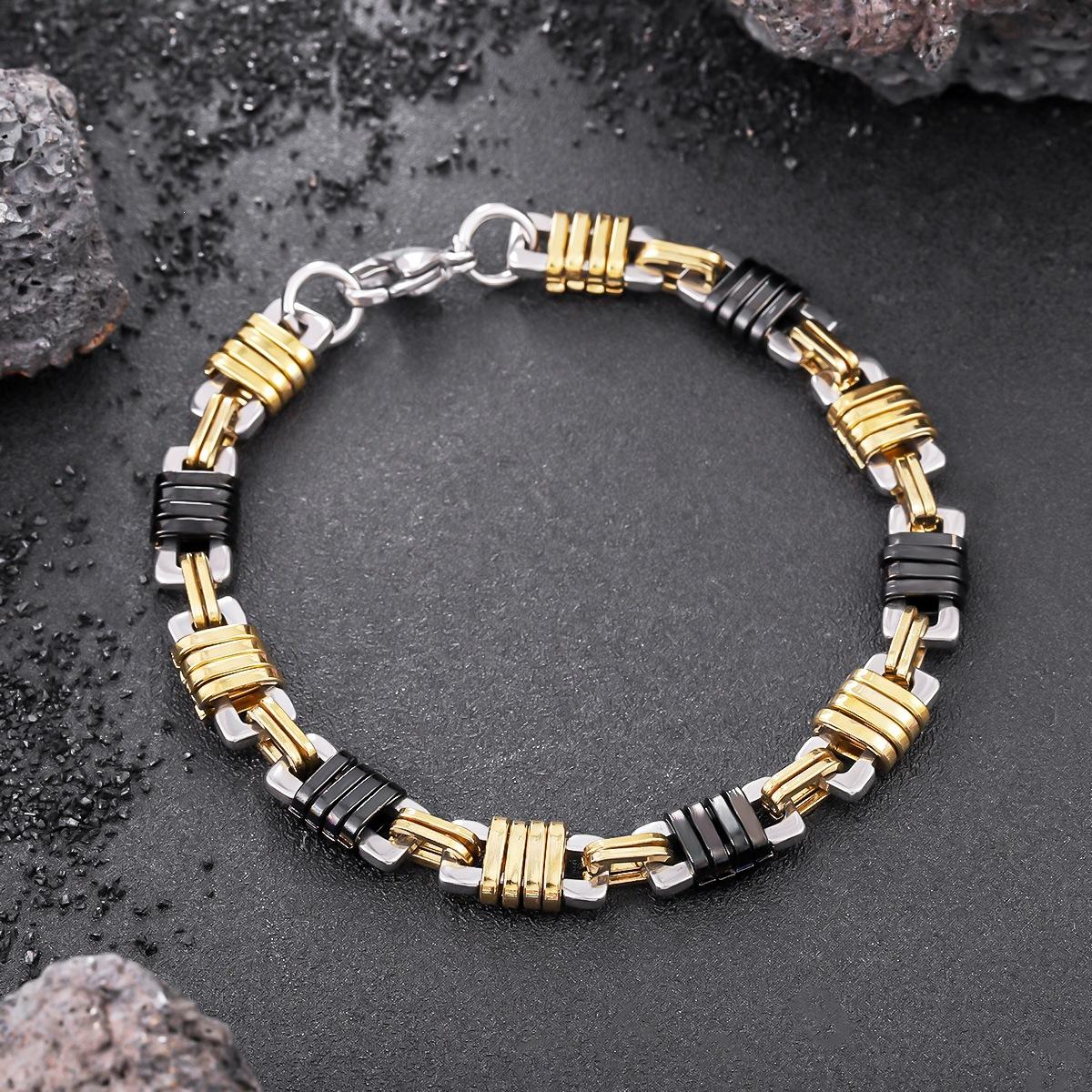 Unisex Non Fading Titanium Steel Hip Hop Fashion Bracelet Jewelry Accessories 1pc