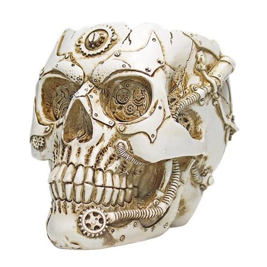 Skull Flower Pot Hand-Painted Resin Gothic Planter Decorative Flower Pot Candy Bowl for Home Office Halloween Decor