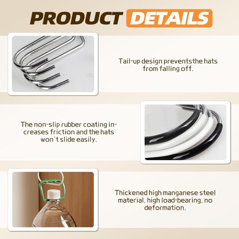 1/2/5pcs Stainless Steel Hat Hanger Hat Rack Multifunctional Round Hook Scarf Towel Tie Hanger Multifunctional Display Stand
